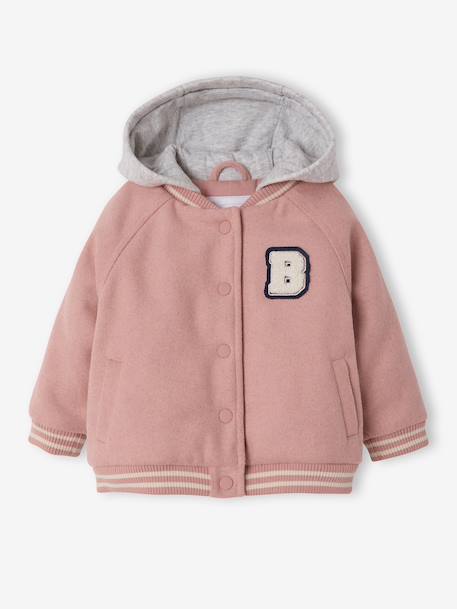 Teddy bébé fille à capuche rose poudré - vertbaudet enfant 