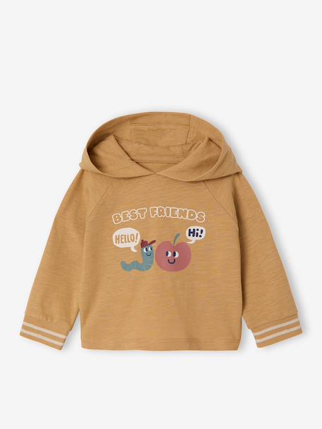 T-shirt à capuche manches longues bébé garçon ocre - vertbaudet enfant 