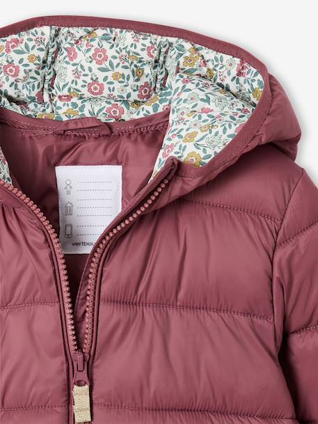 Lightweight hooded puffer jacket for girls grey green+lilac+navy blue+plum+rose - vertbaudet enfant 
