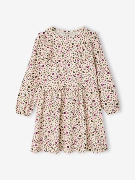 Robe courte fille manches longues ivoire+vanille - vertbaudet enfant 