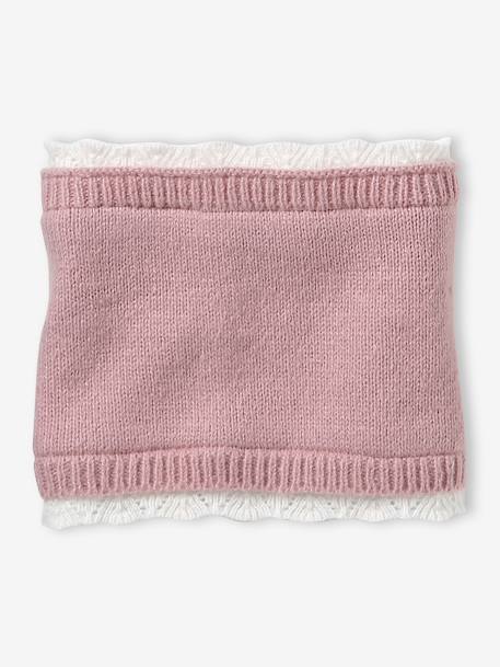 Girls knitted hat, snood and gloves set pale pink - vertbaudet enfant 