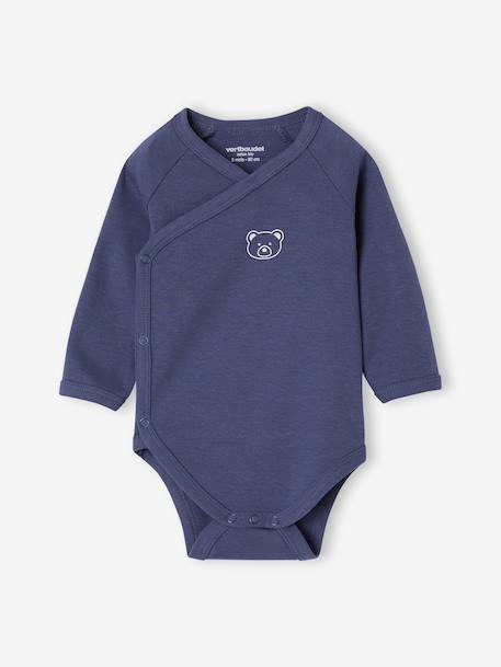 Pack of 3 long-sleeved newborn bodysuits for boys blue - vertbaudet enfant 