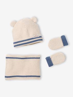 Ensemble bébé tricot bonnet, snood et moufles   - vertbaudet enfant
