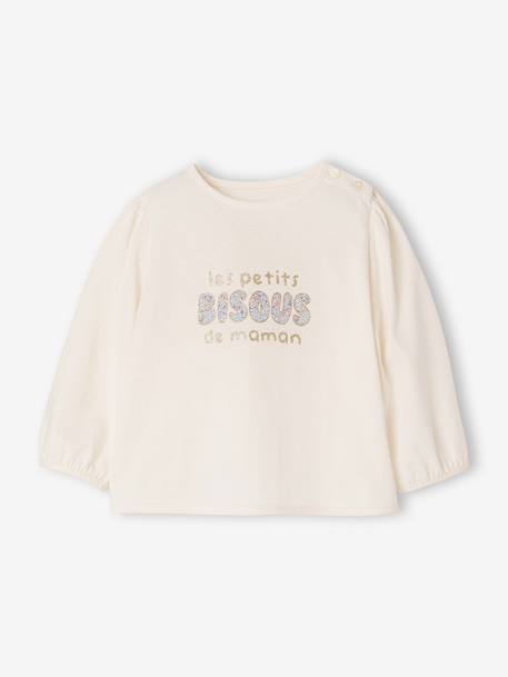 Long-sleeved T-shirt for baby girls ecru - vertbaudet enfant 