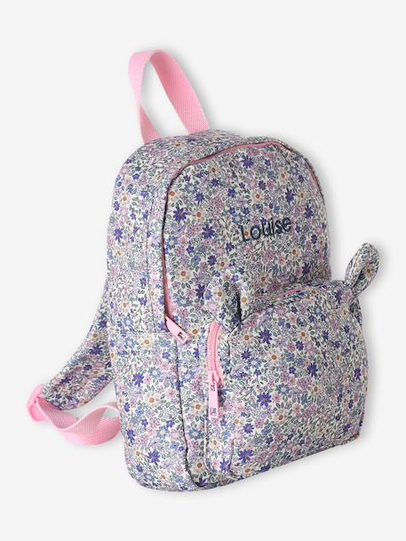 Floral Backpack, Playschool Special, Adorned with Bear Ears, for Girls sage green+soft lilac - vertbaudet enfant 