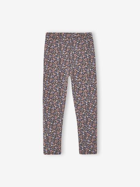 Leggings Lined in Polar Fleece for Girls BROWN LIGHT ALL OVER PRINTED+chocolate+dark grey+dusky pink+ink blue+printed grey - vertbaudet enfant 