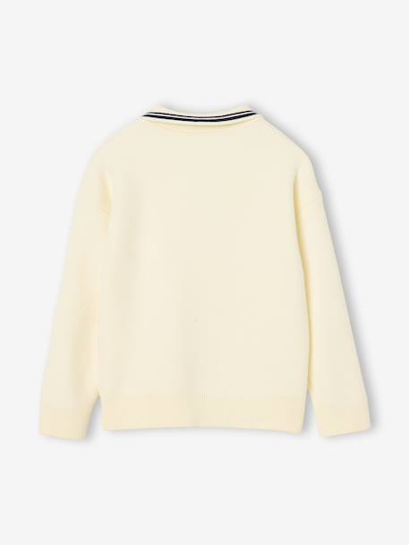 Long-sleeved polo jumper for girls ecru - vertbaudet enfant 