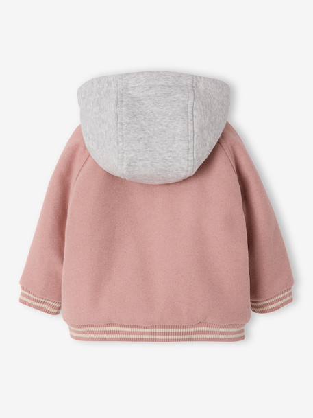 Hooded varsity jacket for baby girls rosy - vertbaudet enfant 