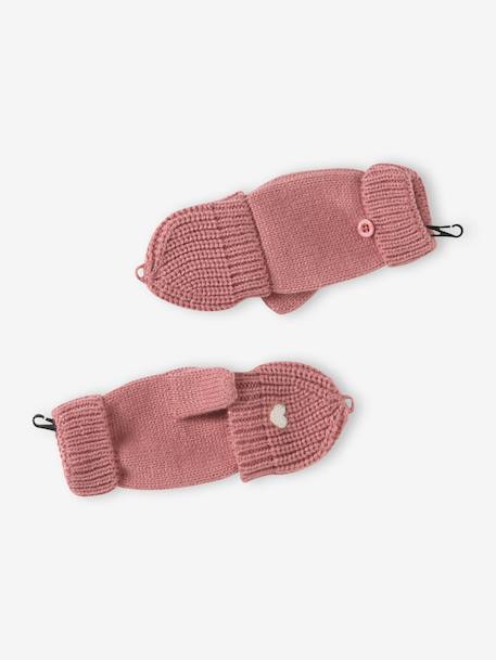 Ensemble fille tricot bonnet, snood et mitaines rose - vertbaudet enfant 