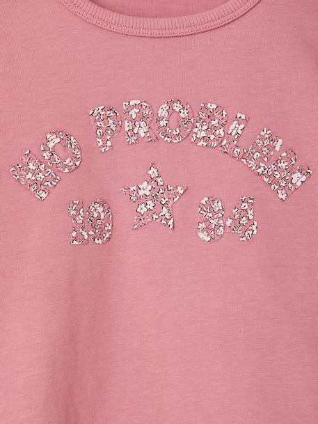 Long-sleeved T-shirt for girls ecru+mauve - vertbaudet enfant 