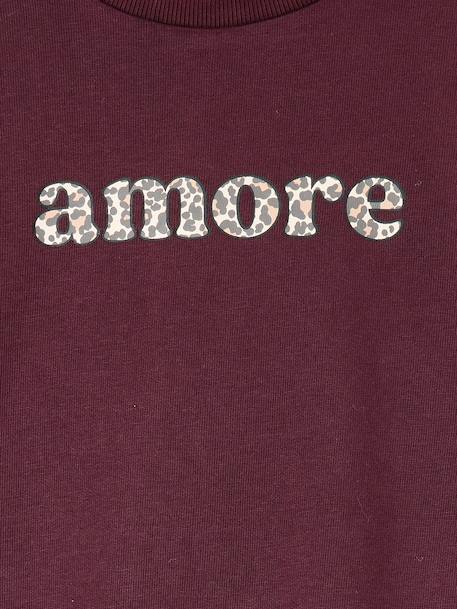 Oversized Leopard Print Slogan Sweatshirt for Girls, JONEN anthracite+bordeaux red - vertbaudet enfant 
