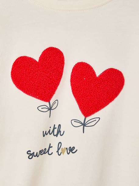 Long-sleeved T-shirt for girls ecru+rosy - vertbaudet enfant 