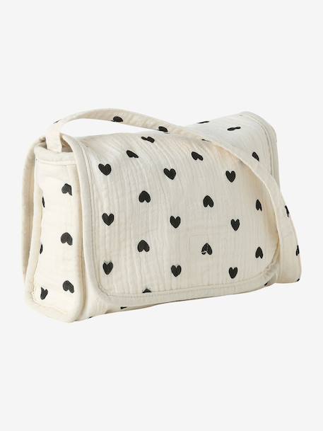Sac à langer poupon personnalisable + couche + bavoir écru+noir+rouge - vertbaudet enfant 