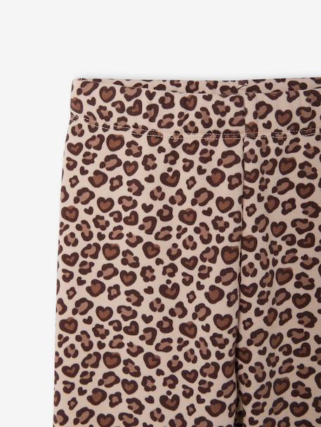 Leggings Lined in Polar Fleece for Girls BROWN LIGHT ALL OVER PRINTED+chocolate+dusky pink+printed grey - vertbaudet enfant 