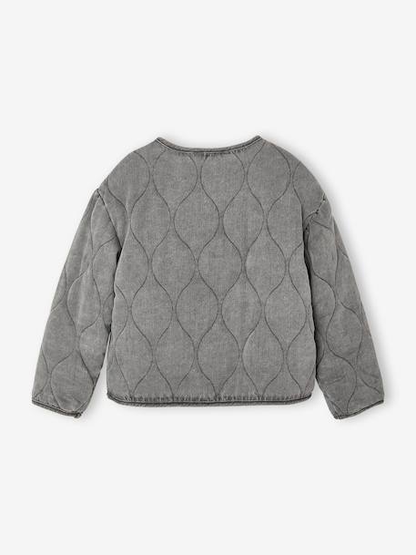 Girl's sherpa-lined quilted jacket anthracite+rose - vertbaudet enfant 