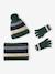 Tricolour Set for Boys: Beanie + Snood + Mittens/Gloves green+night blue - vertbaudet enfant 