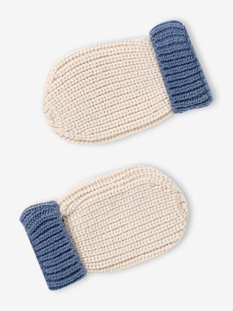 Baby knit hat, snood and mittens set ecru - vertbaudet enfant 