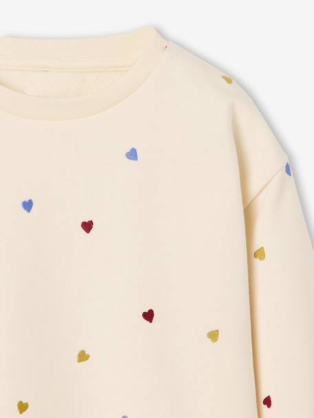Long-sleeved sweatshirt for girls ecru+pale pink - vertbaudet enfant 