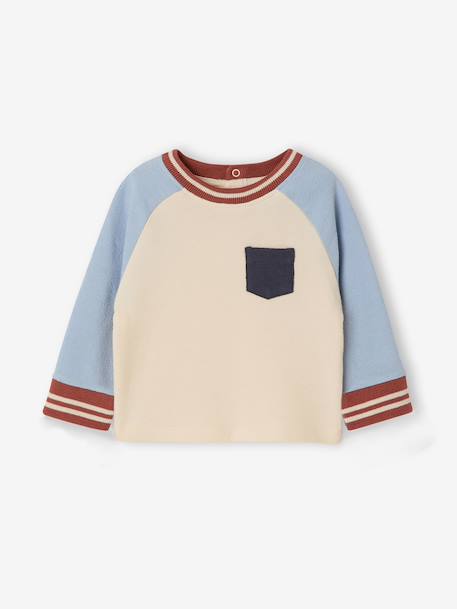 T-shirt manches longues bébé garçon bleu grisé+vanille - vertbaudet enfant 
