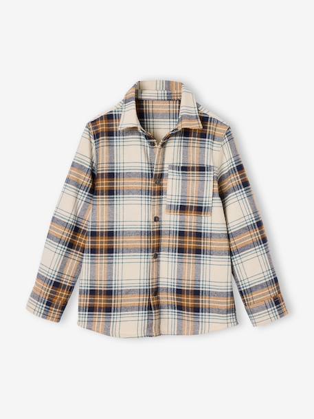 Chequered Flannel Shirt for Boys camel+chequered green+chequered navy blue+English green+night blue+slate blue - vertbaudet enfant 