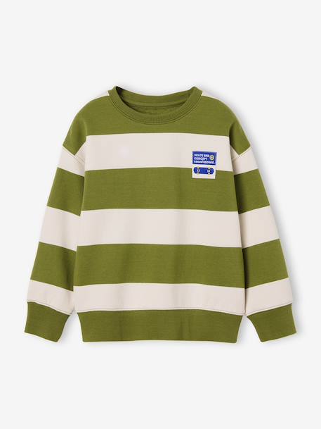 Striped sweatshirt with crew neck for boys hazel+navy blue+pistachio - vertbaudet enfant 