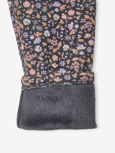Leggings Lined in Polar Fleece for Girls BROWN LIGHT ALL OVER PRINTED+chocolate+dark grey+dusky pink+ink blue+printed grey - vertbaudet enfant 