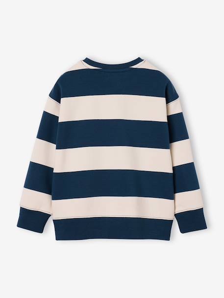 Striped sweatshirt with crew neck for boys hazel+navy blue+pistachio - vertbaudet enfant 