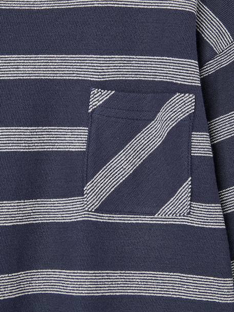 Long-Sleeved T-Shirt with Striped Effect for Boys navy blue+striped white - vertbaudet enfant 