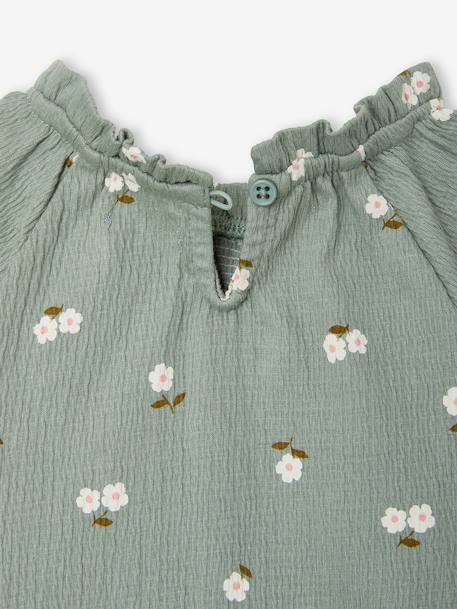 T-shirt manches longues bébé fille vanille+vert sauge - vertbaudet enfant 