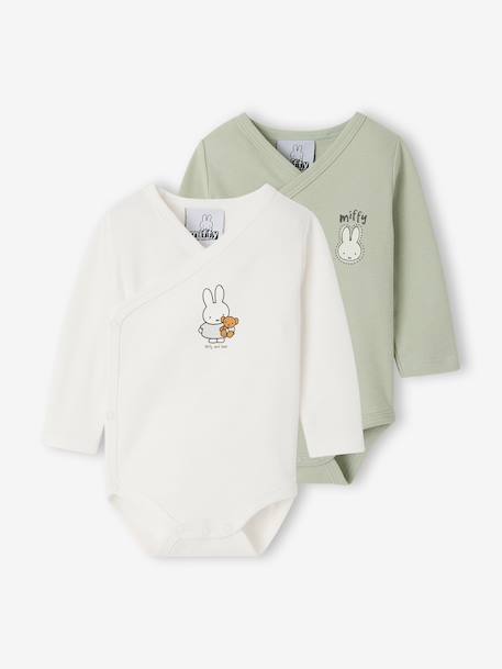 Lot de 2 bodies naissance Miffy manches longues vert d'eau - vertbaudet enfant 