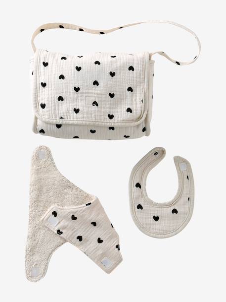 Premium Doll Changing Bag + Nappy + Bib black+ecru+red - vertbaudet enfant 