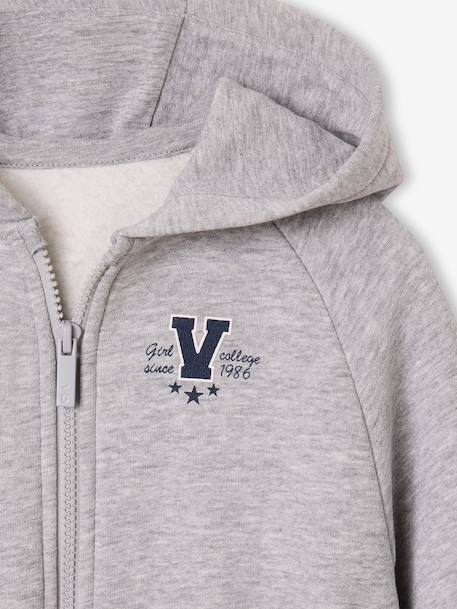 Zip-up hooded sweatshirt for girls marl grey - vertbaudet enfant 