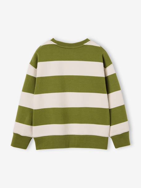 Striped sweatshirt with crew neck for boys hazel+navy blue+pistachio - vertbaudet enfant 