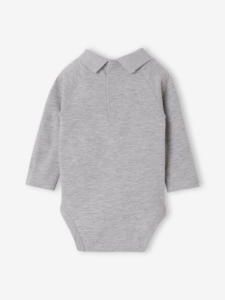 Lot de 2 bodies naissance manches longues col polo gris chiné - vertbaudet enfant 