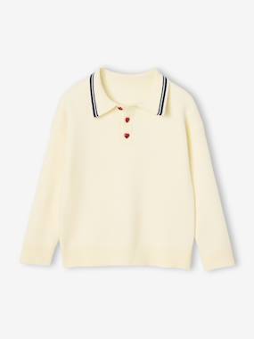 -Long-sleeved polo jumper for girls