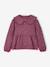 Shirt in Cotton Gauze with Broderie Anglaise Collar, for Girls ecru+plum - vertbaudet enfant 