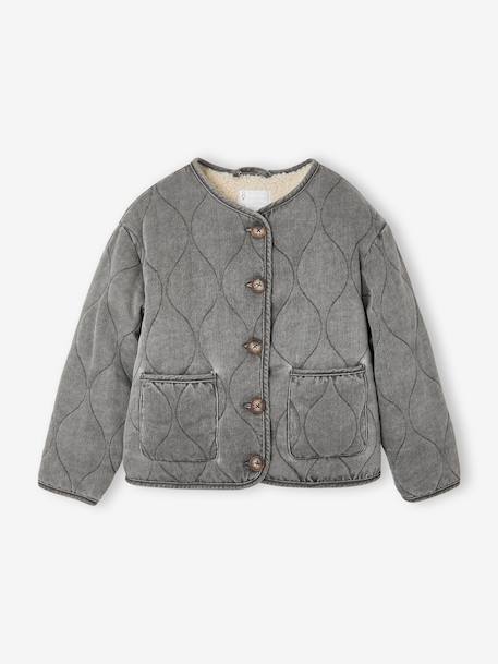 Veste matelassée fille doublée sherpa anthracite+rose - vertbaudet enfant 