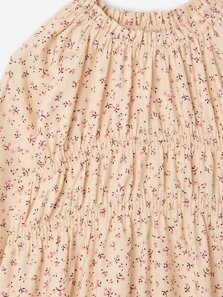 Short dress with long sleeves for girls cinnamon+ecru - vertbaudet enfant 