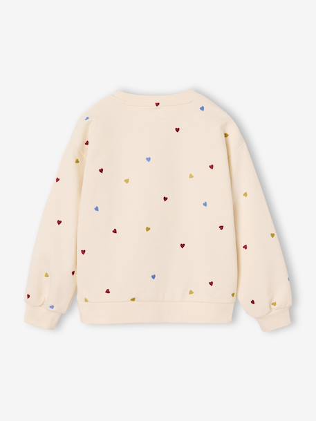 Long-sleeved sweatshirt for girls ecru+pale pink - vertbaudet enfant 