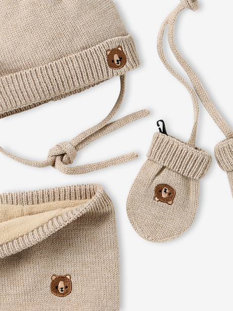 Baby hat, snood and mittens set beige - vertbaudet enfant 