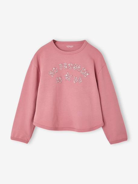 Long-sleeved T-shirt for girls ecru+mauve - vertbaudet enfant 