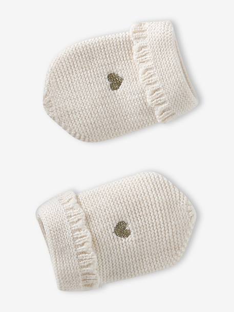 3-piece knit hat, snood and mittens set for baby girls ecru - vertbaudet enfant 