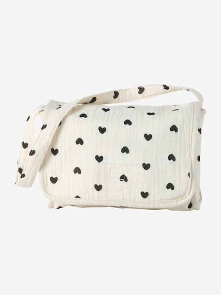 Premium Doll Changing Bag + Nappy + Bib black+ecru+red - vertbaudet enfant 