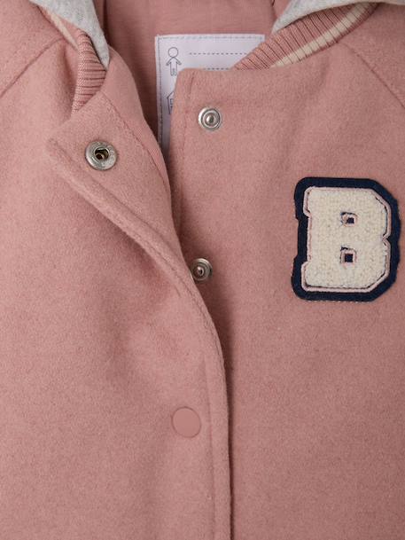 Hooded varsity jacket for baby girls rosy - vertbaudet enfant 