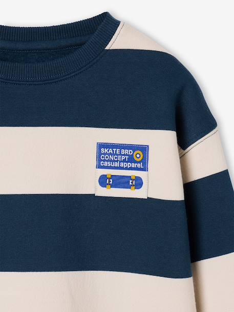 Striped sweatshirt with crew neck for boys hazel+navy blue+pistachio - vertbaudet enfant 