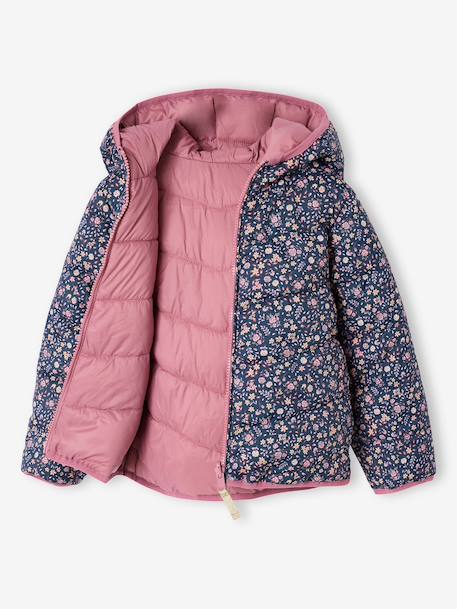 Reversible Lightweight Jacket for Girls anthracite+mauve+pale pink - vertbaudet enfant 