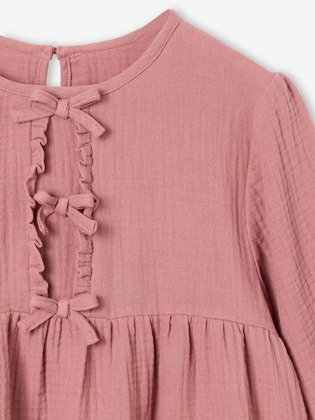 Long-sleeved blouse for girls blush+ecru - vertbaudet enfant 