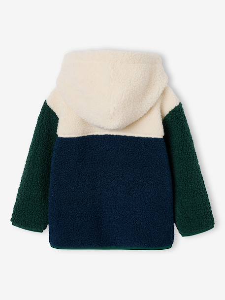 Zip-up hooded cardigan for boys fir green+medium blue - vertbaudet enfant 