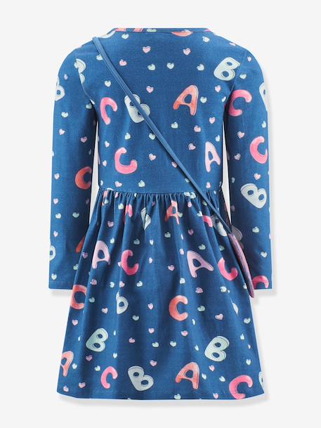 Happy Girls alphabet-print jersey dress with bag for girls medium blue - vertbaudet enfant 
