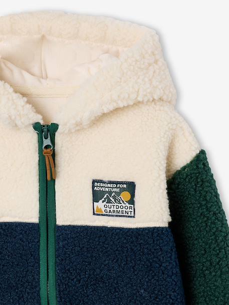 Zip-up hooded cardigan for boys fir green+medium blue - vertbaudet enfant 